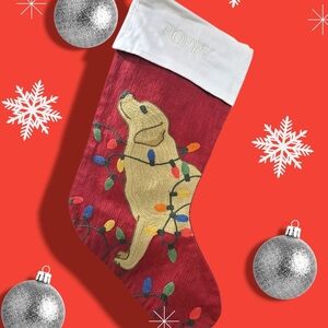 Pottery Barn Embroidered Dog Christmas Stocking